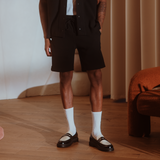 Black Waffleknit Shorts