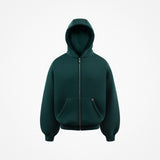 Bottlegreen Blank Puffy Zipper Hoodie