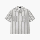 Olive/White Baltic Striped Hemp Shirt