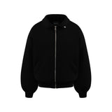 Black Blank Puffy Collar Sweatshirt