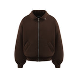 Brown Blank Puffy Collar Sweatshirt