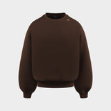 Brown Blank Puffy Crewneck