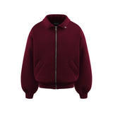 Burgundy Blank Puffy Collar Sweatshirt