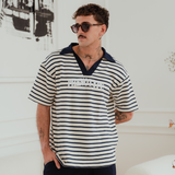 Navy/Sand Baltic Striped Top
