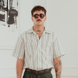 Olive/White Baltic Striped Hemp Shirt
