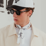 White/Navy Baltic Floral Bandana