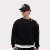 Black Blank Puffy Crewneck