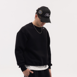 Black Blank Puffy Crewneck