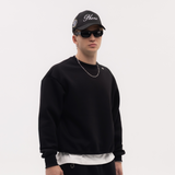 Black Blank Puffy Crewneck