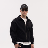 Black Blank Puffy Collar Sweatshirt