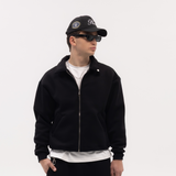 Black Blank Puffy Collar Sweatshirt