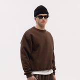 Brown Blank Puffy Crewneck