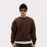 Brown Blank Puffy Crewneck