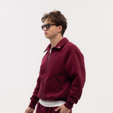 Burgundy Blank Puffy Collar Sweatshirt