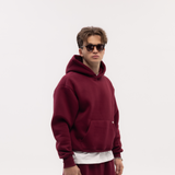 Burgundy Blank Puffy Hoodie