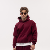 Burgundy Blank Puffy Hoodie