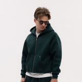 Bottlegreen Blank Puffy Zipper Hoodie