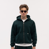 Bottlegreen Blank Puffy Zipper Hoodie
