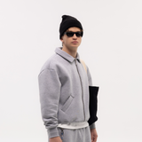 Gray Blank Puffy Collar Sweatshirt