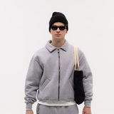 Gray Blank Puffy Collar Sweatshirt