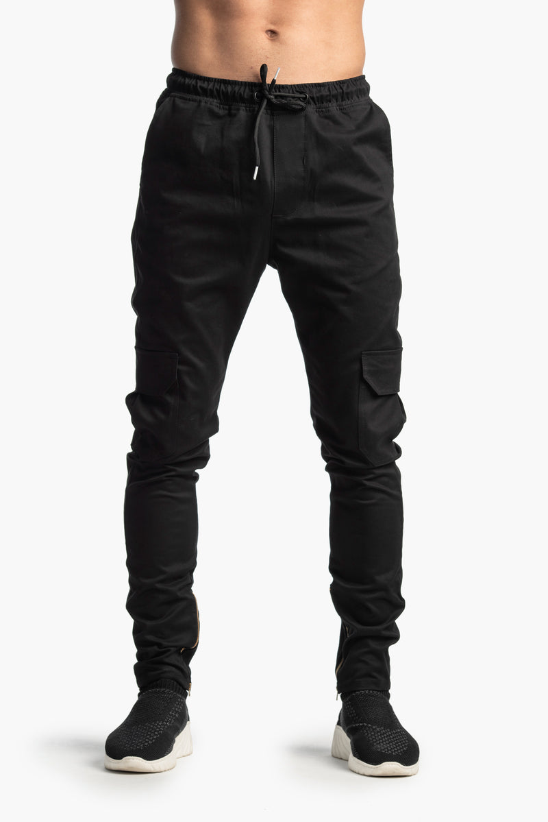 Black Cargo Zipper Pants