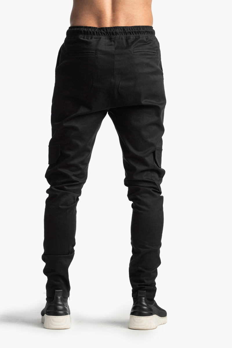 Black Cargo Zipper Pants